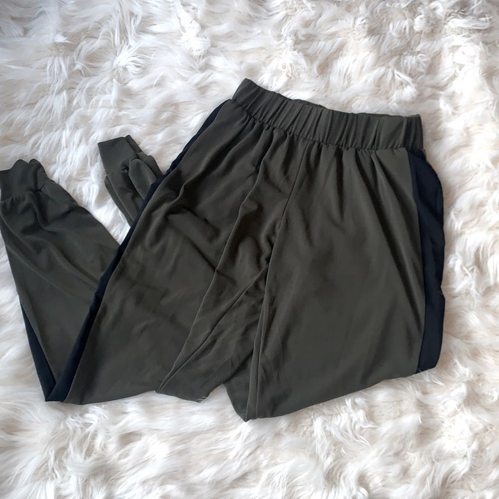 Socialite Army Green and Black Color Block Joggers with Pockets Size XS